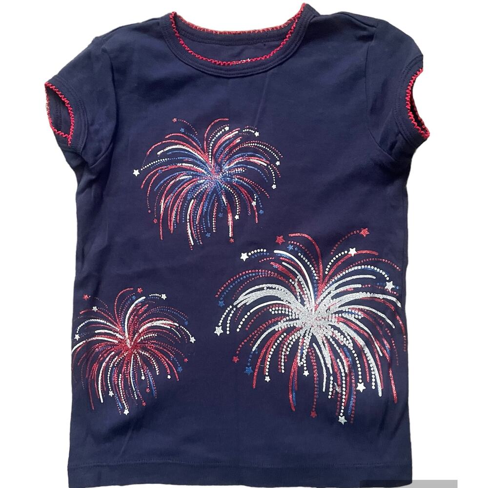 Carter's Short Sleeve Navy Firework Print Girl's Top Sz 5
